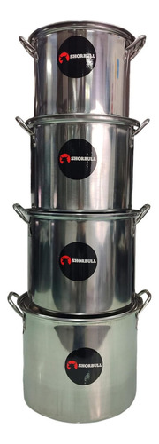 Juego De Ollas Con Tapa Acero Inoxidable 8 Pz Excellence Sho Color Plateado