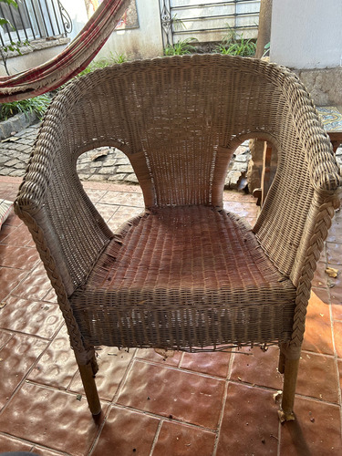 Lote De Tres Sillones Rattan Para Restaurar Precio X 3 Marrón Trenzado (Usado)