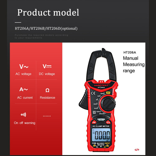 Pinza Amperimétrica Digital Habotest Ac/dc