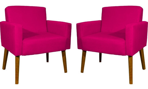 Kit 2 Poltronas Decorativas Para Sala Hope Suede Cores Cor Pink