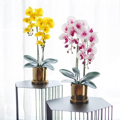 Flores De Orquídea Artificiales En Maceta Orquídea Phalaenop
