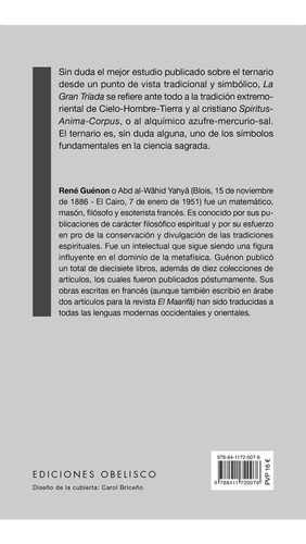 La Gran Tríada, De Guénon, René. Editorial Ediciones Obelisco S.l., Tapa Blanda En Español