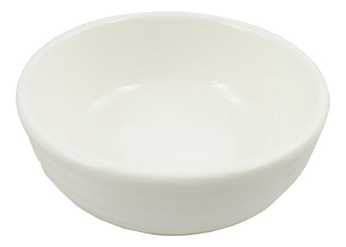 12 Super White Rround Acanalado Salsa Plato Porcelana Blanco