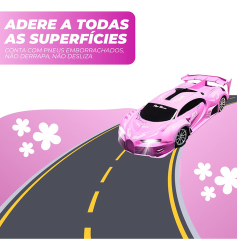 Carrinho De Controle Remoto Drift Brinquedo Corrida Veloz Com Luz Recarregavel Rosa Menina Kizumba