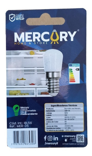 Imagen 4 de 5 de Bombillo Para Nevera Led De 3w E14 Luz Blanca