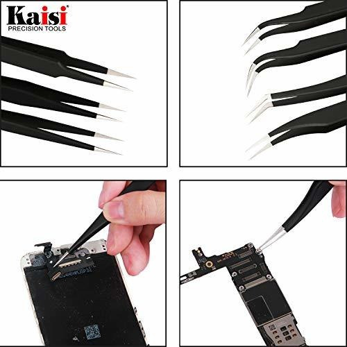 Kaisi Juego 14 Pinza Esd Acero Inoxidable Antiestatico
