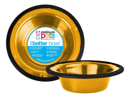 Platinum Pets Switchin Tazón De Acero Inoxidable, Oro De 24