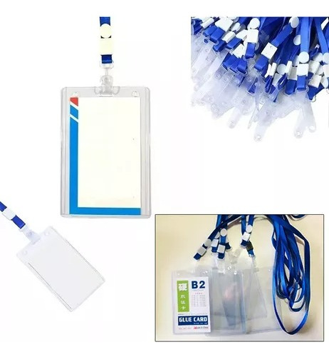 Pack 100 Porta Credenciales Transparente Incluye Lanyard