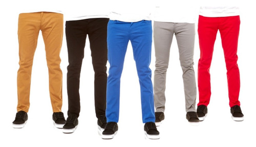 Imagem 9 de 10 de Kit 3 Calça Sarja Colorida Masculina Skinny Atacado Revenda