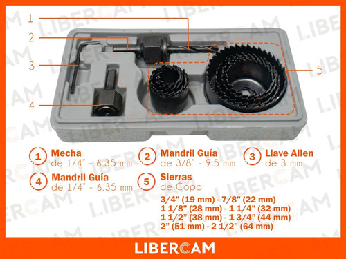 Imagen 7 de 10 de Mechas Sierra Copa Juego 11 Piezas Para Madera Acero Carbon