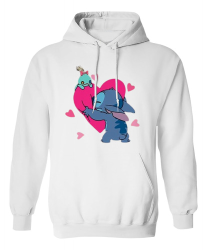 Sudadera Con Gorro Stich Corazon Grande Rosa