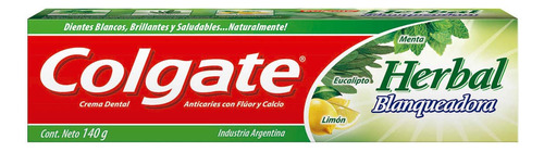 Pasta Dental Colgate Herbal Blanqueadora En Crema 140 G