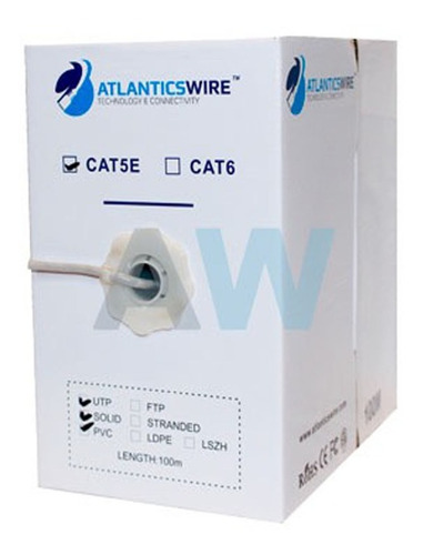 Cable Utp Cat5e 100 Mts, 24 Awg, Cca Pvc. Gris Atlanticswire