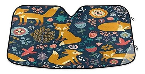 Protector Solar Para Luna Aniaml Fox Flowers - Parasol Para 