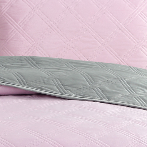 Colcha Cobertor 2x1 Velvet Extra Suave Super King Size Color Rosa Y Gris Diseño De La Tela Liso