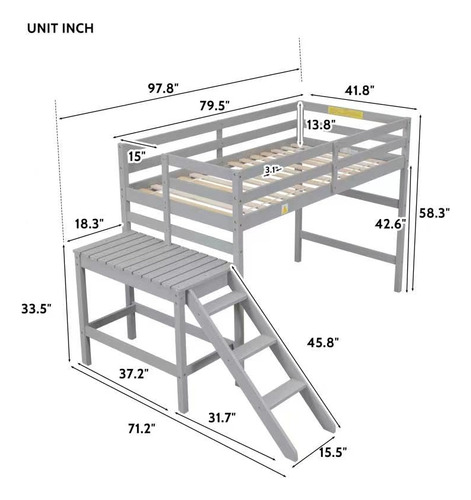 Rorigat Cama Baja Tipo Loft De Tamaño Individual Con Gris Nombre Del Diseño