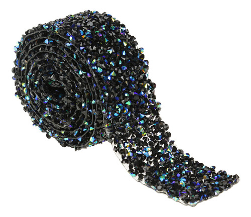 Rollo De Malla Negra Con Diamantes De Imitación De Cristal B