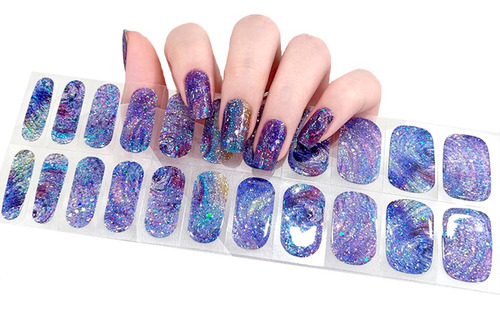 Uñas Semicuradas Uv Set 22 Piezas Varios Diseños