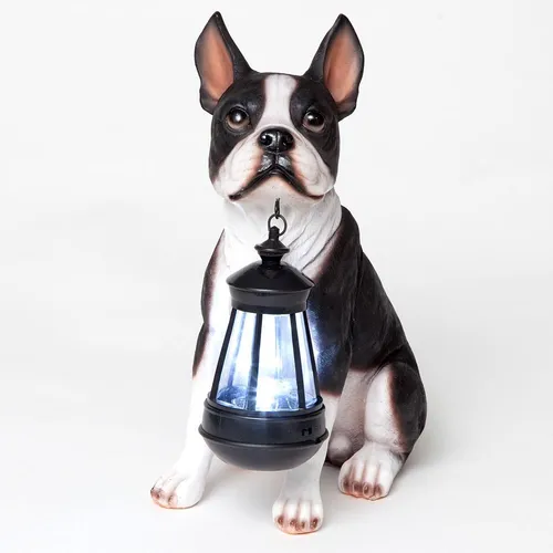Bits And Pieces - Estatua De Linterna Solar Boston Terrier -