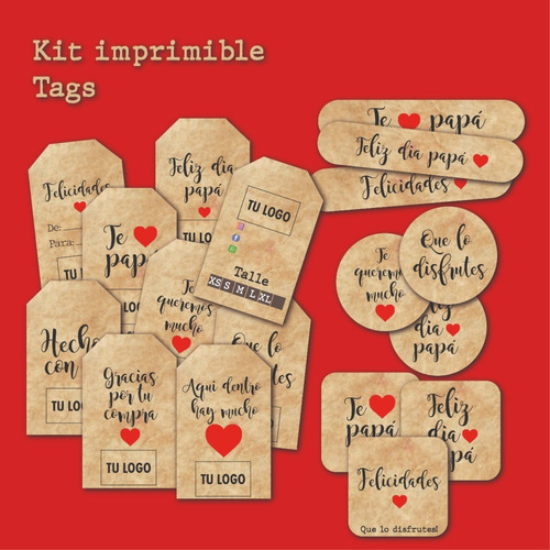 Dia Del Padre Kit Emprendedor Imprimible Tags Stickers  Logo
