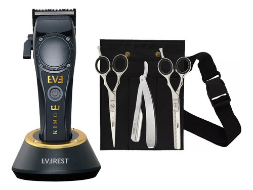 Kit Barberia Clipper Everest King + Tijeras Poincut 5,5