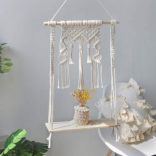 Tapiz Nórdico Con Borlas De Madera, Tejido A Mano, Para Deco