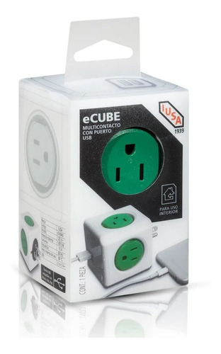 Imagen 3 de 5 de Multicontacto Y Supresor De Picos Ecube 2 Puertos Usb, Iusa