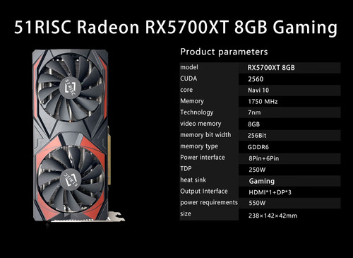Tarjeta Gráfica Amd 51risc Rx5700xt 8g 2560sp 256bit Gddr6