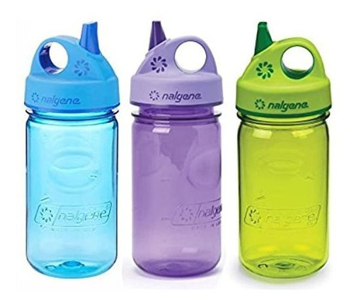 Nalgene Kids Grip-n-gulp 12oz. Water Bottles, 3 Bottle Bundl