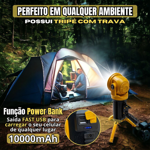 Lanterna Holofote Led De Longo Alcance Para Camping E Trilha