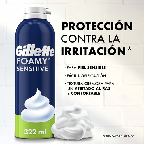 Espuma De Afeitar Gillette Foamy Sensitive, 322 Ml