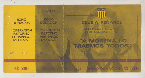 1981 Futbol Peñarol Fernando Morena Bono Operacion Retorno