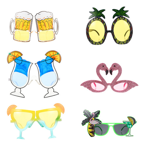 Gafas De Sol Tropical Party Con Diseño De Flamencos, 6 Pares