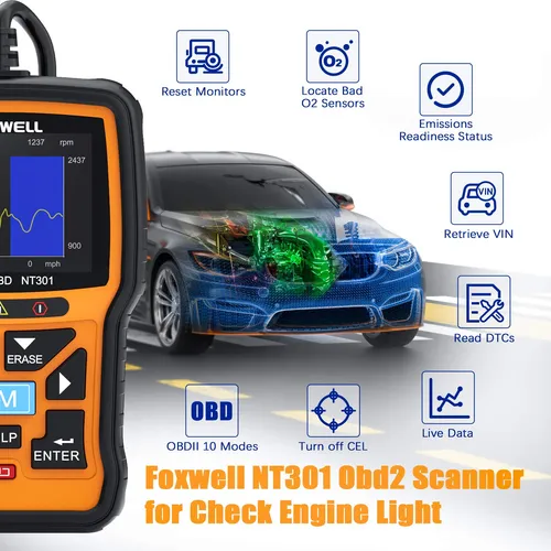 Foxwell Nt301 Obd2 Escaner Profesional Mejorado Obdii Lector