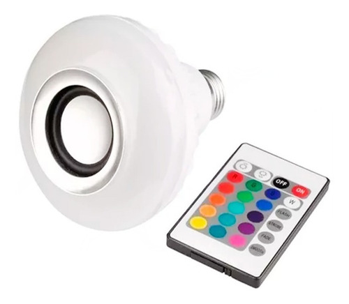 Foco Led De Colores Con Bocina Bluetooth Y Control