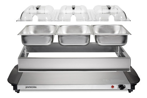 Bufetera Charola Calentadora Acero Inox Proctor Silex 34300r