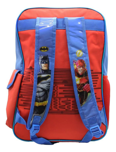 Mochila Escolar Cresko Liga De La Justicia 18p Espalda Color Rojo Diseño de la tela Liso
