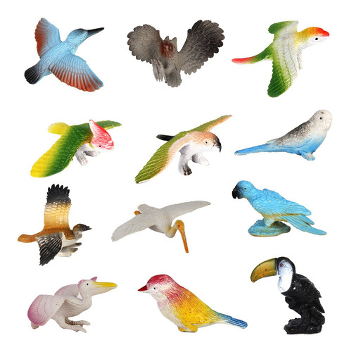 12 Aves Voladoras De Plástico Mixto Animales Juguete Para