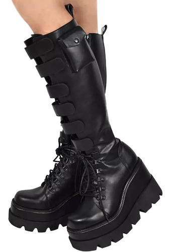 Imagen 2 de 4 de Botas Negras Dama De Caballero De Media Caña Y Largas