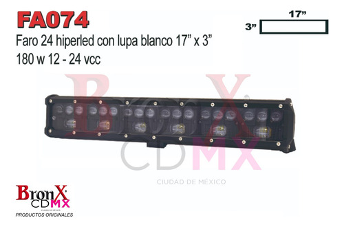 Barra 24 Hiperled Blanco C/lupa Fondo/ngo 17plgx3pLG 12/24v