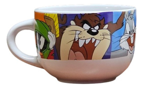 Taza Jumbo Loony Tunes De Cerámica 820 Ml Color Blanco