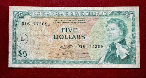 Billete 5 Dólares Estados Del Caribe Pick 14 M Santa Lucia