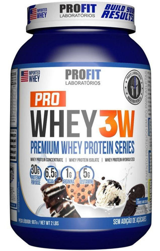 Whey Protein 3w Premium 907g Pote - Profit Labs Sabor Cookies and Cream