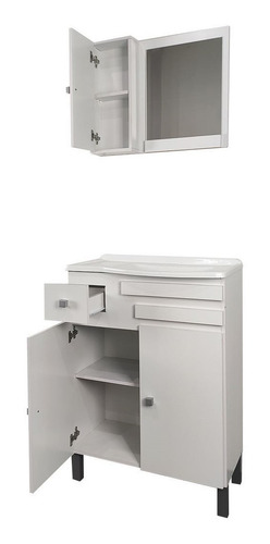 Imagen 3 de 6 de Mueble Para Baño Bacha Pileta + Botiquín Con Puerta Y Espejo