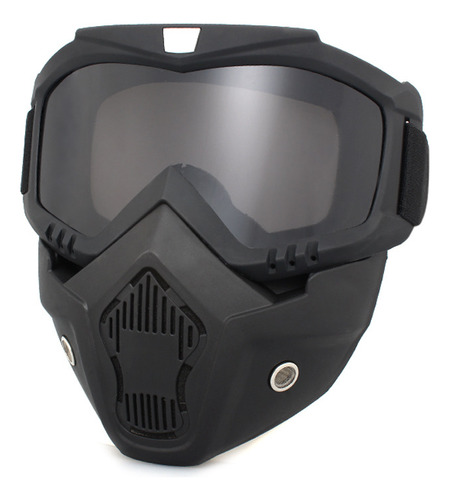 Antiparras Retro Para Moto, Marco Negro, Pieza Gris