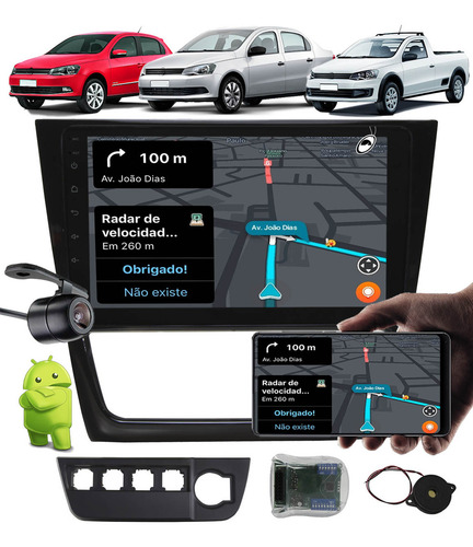 Multimídia 9 Pol Android Gol Saveiro Voyage G6 Interface Cor Cinza