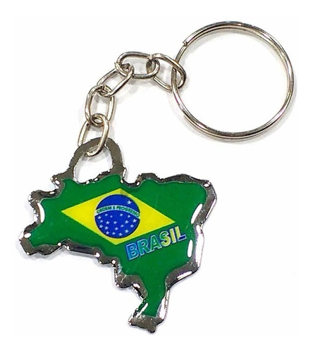 Kit 20 Chaveiros Do Mapa Brasil Em Metal Souvenir Qualidade