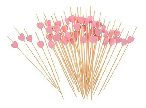 Palillos Cóctel Corazón Rosa 4.7  100 Uds.