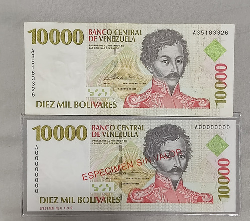 Pareja De Billetes De 10.000 Bs.