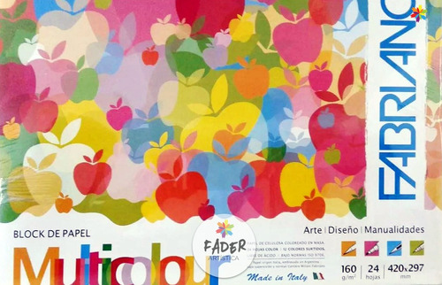 Block Fabriano Multicolor Tiziano 160grs  24 Hojas A3